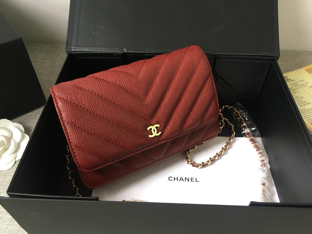 Ch**el Flap Bag Calfskin Leather Red with Gold Hardware