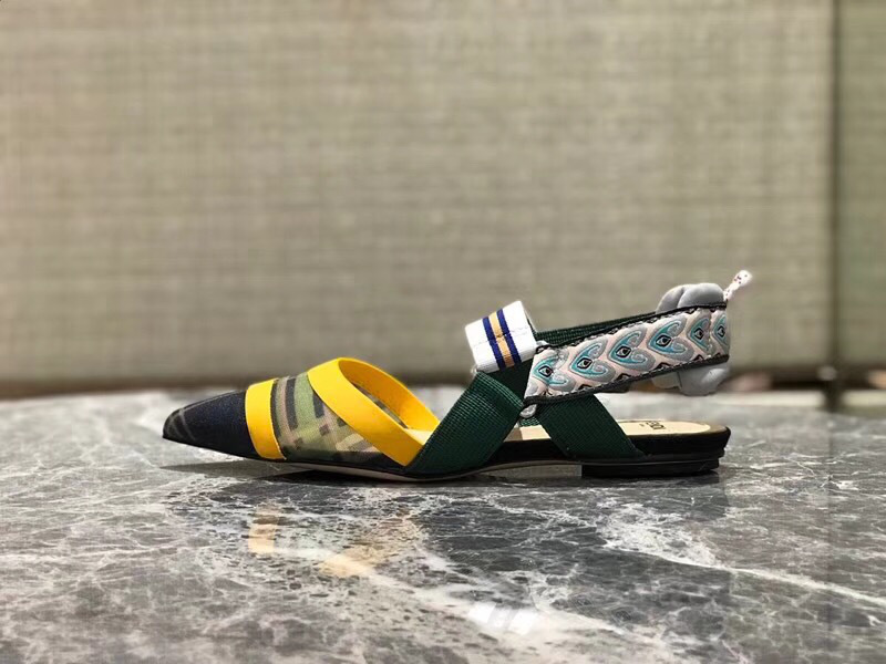 F**di Slingbacks Yellow Green Flat-soled Shoes