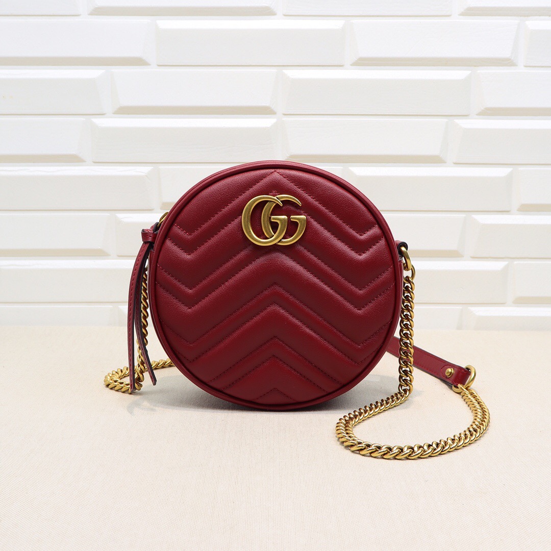 Gvc*1 GG Marmont mini round shoulder bag Red 550154