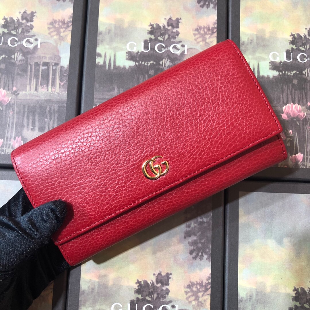 GG leather continental wallet Red
