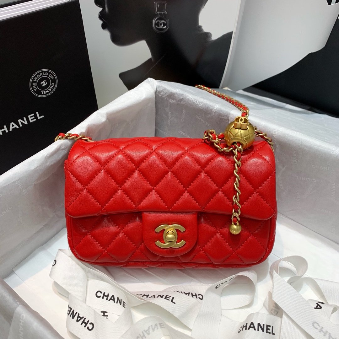 Ch**el Flap Bag 20CM Red