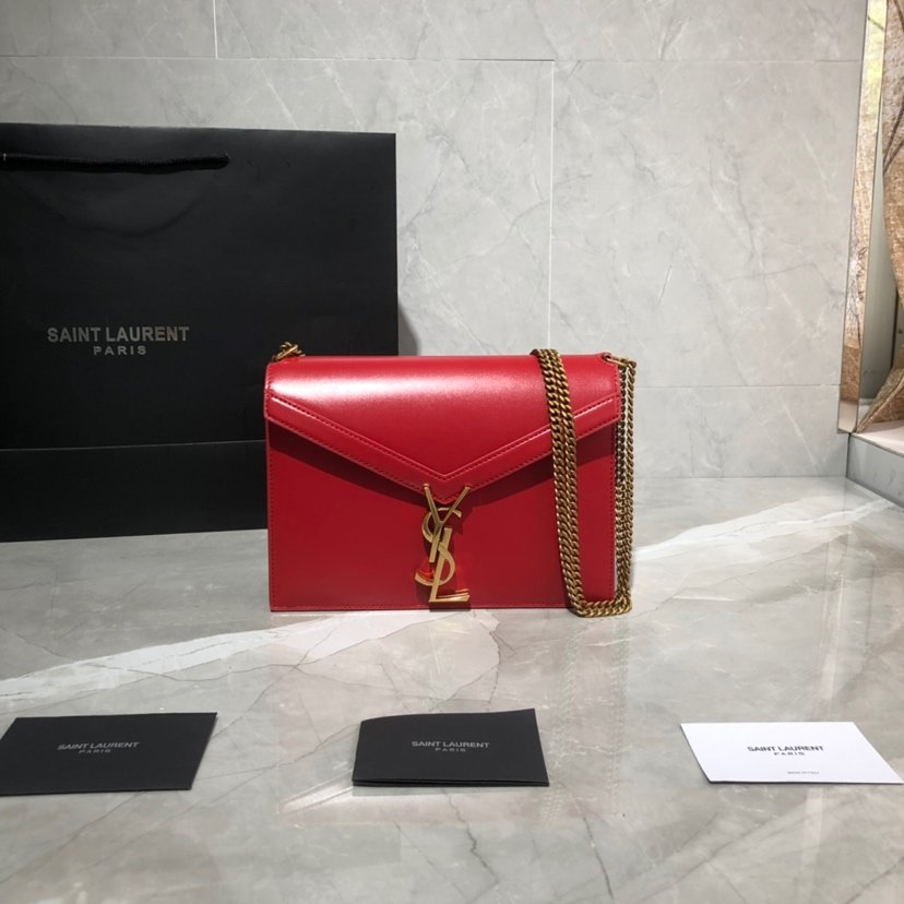 Y51 Sa1nt Lau*nt Cassandra Clasp Bag Red