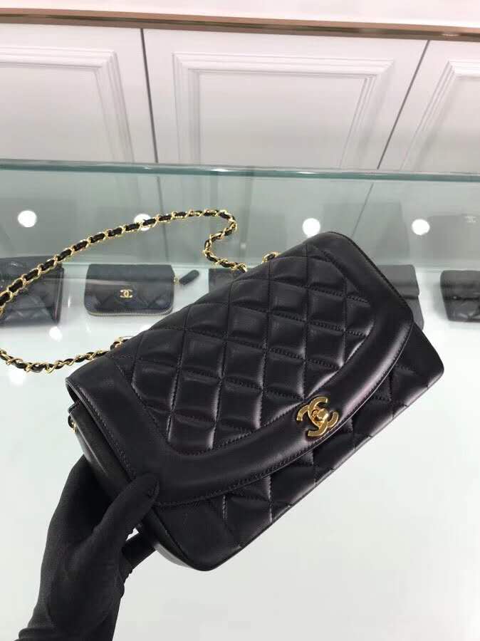 Ch**el Flap Bag 25cm Lambskin Black
