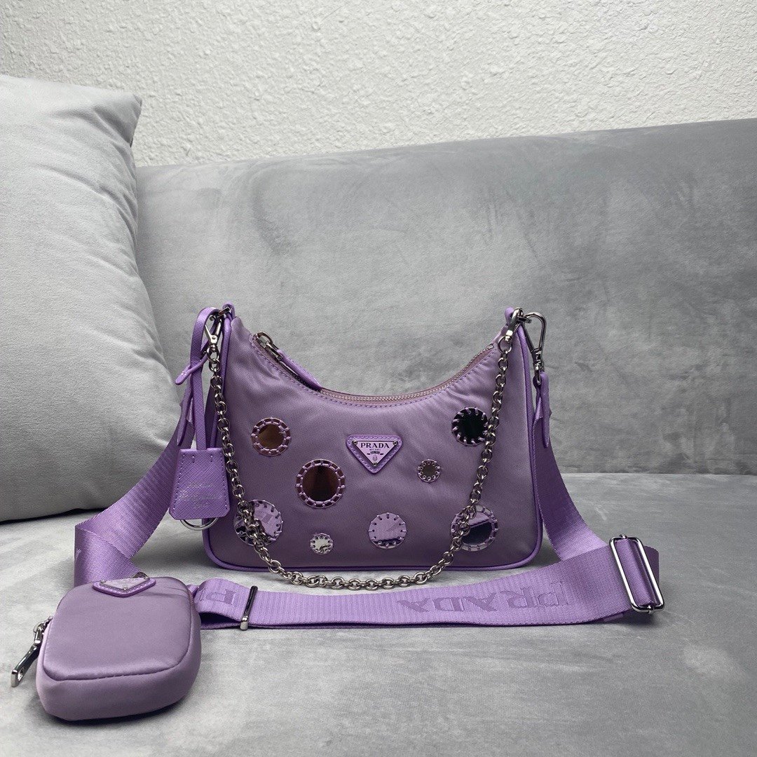 Pra*a 1BH204 Nylon Hobo Bag 22cm 001