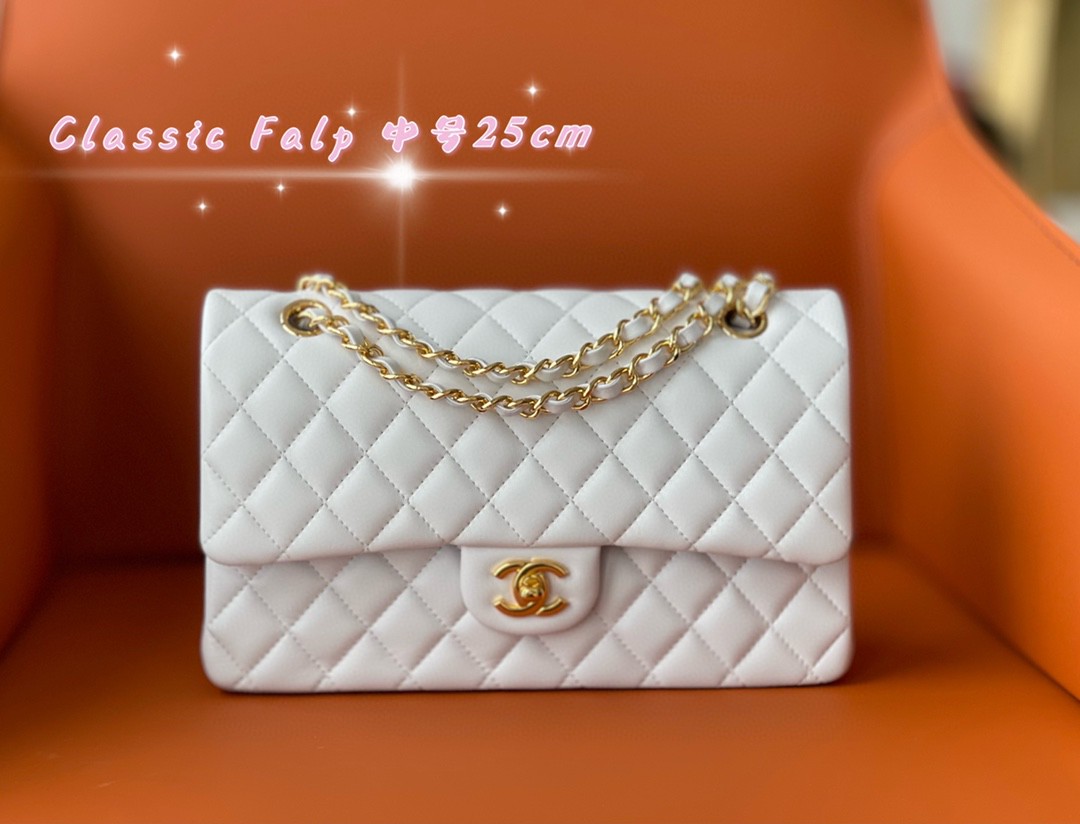 Ch**el Flap bag 25cm lambskin White