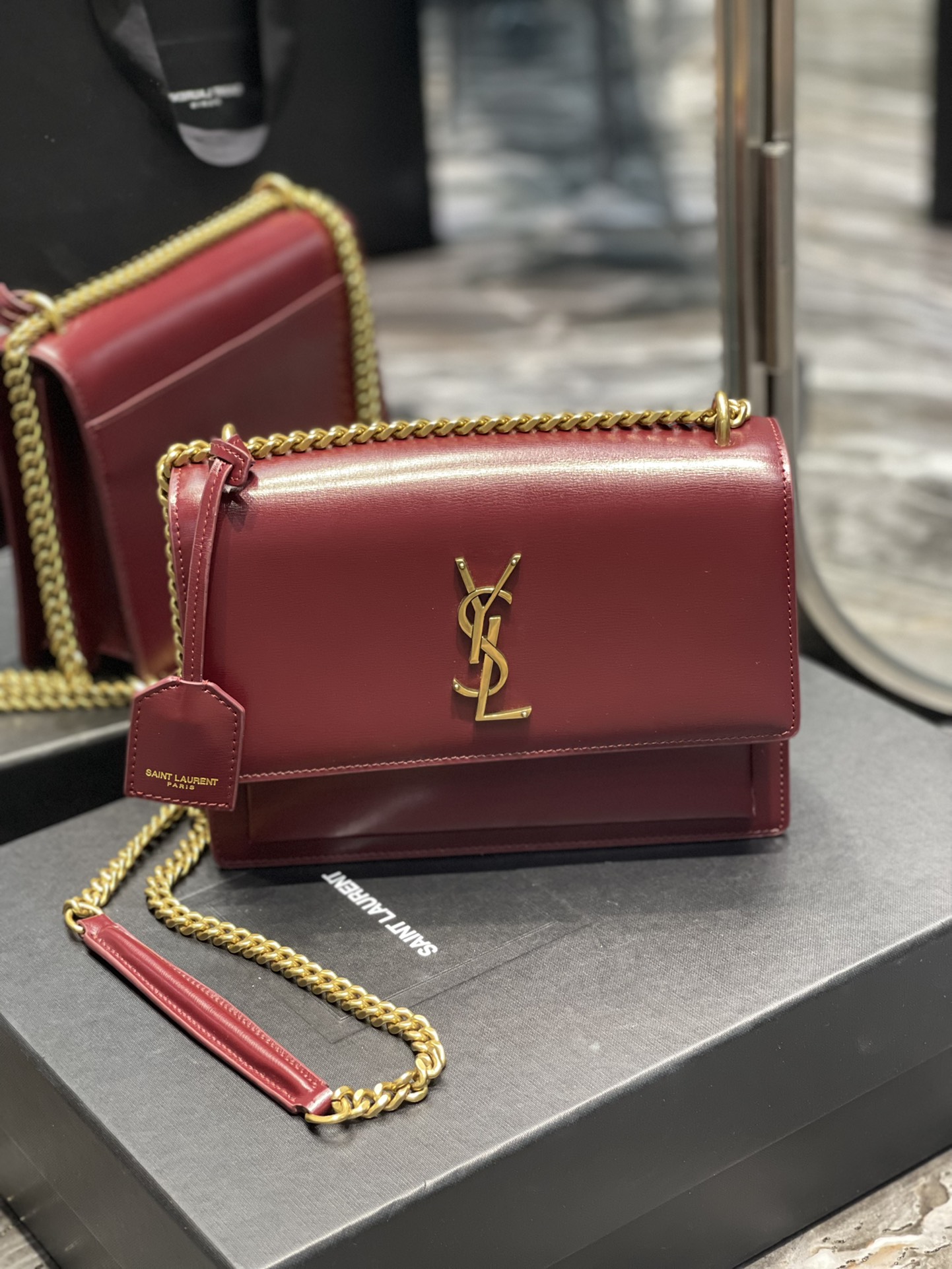 Y51 Monogram Sunset Leather Crossbody Bag 442906 Red with gold hardware
