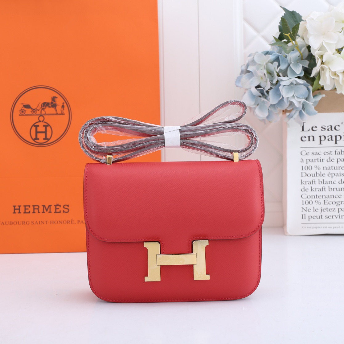 H**me5 Constance Bag Gold Red 19CM