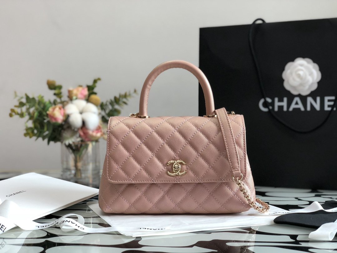 Ch**el Coco Handle Bag Light Pink