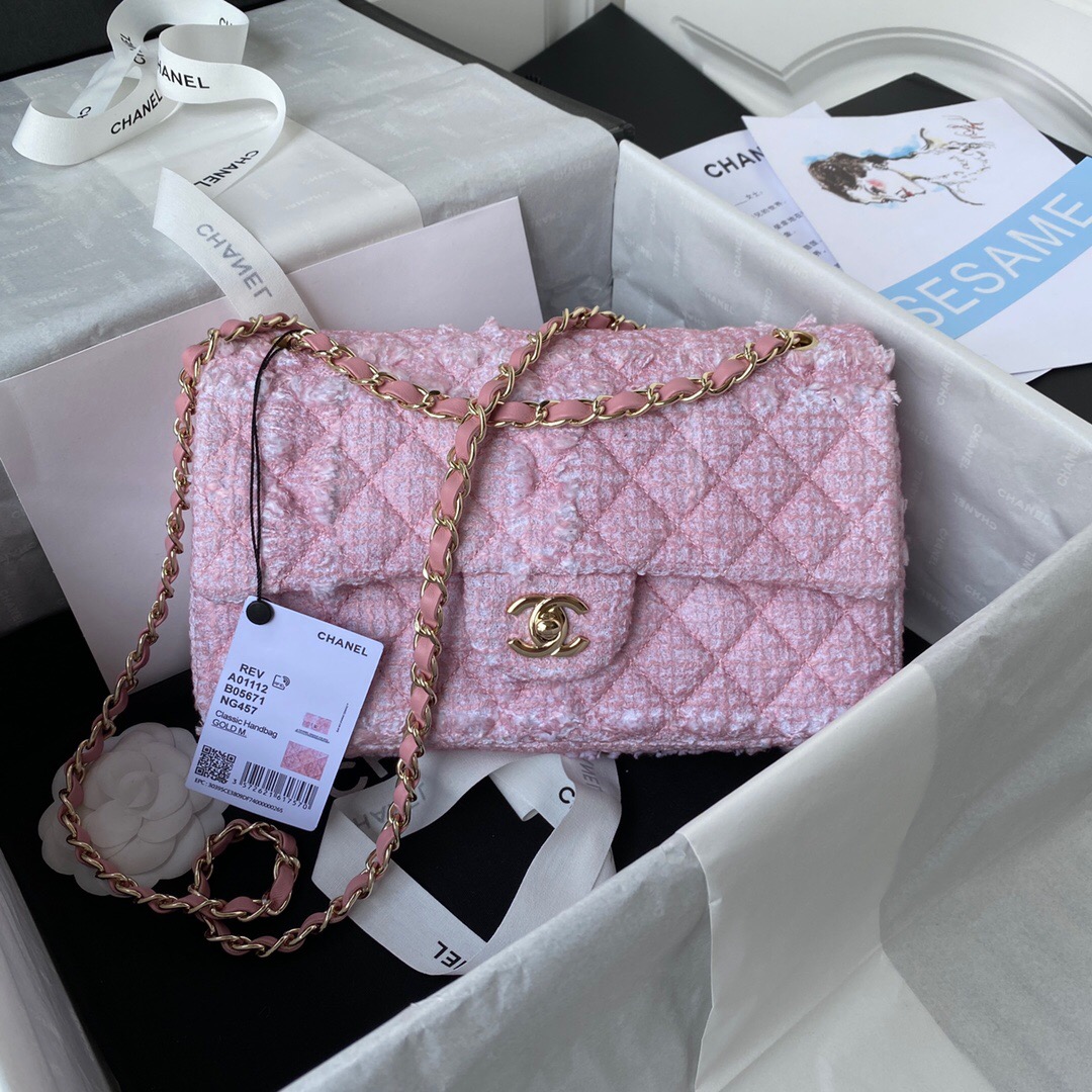 Ch**el Flap Bag 25cm Pink