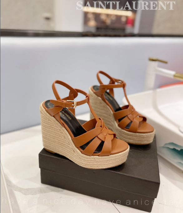 Y51 Espadrille Wedge Sandals Matte Brown