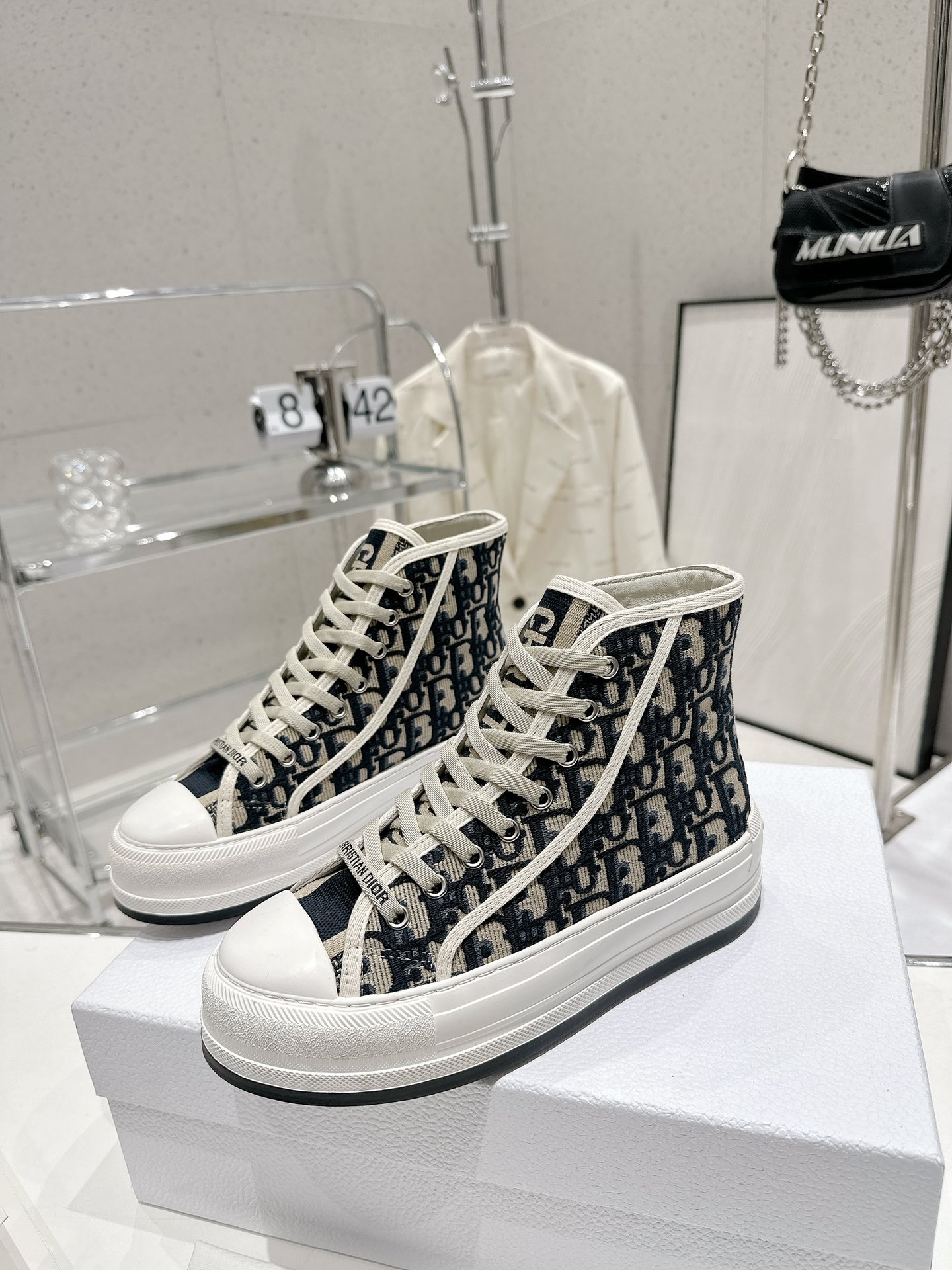 Bagsaaa D10r Walk n D10r High Top Platform Sneaker Deep Blue Oblique 