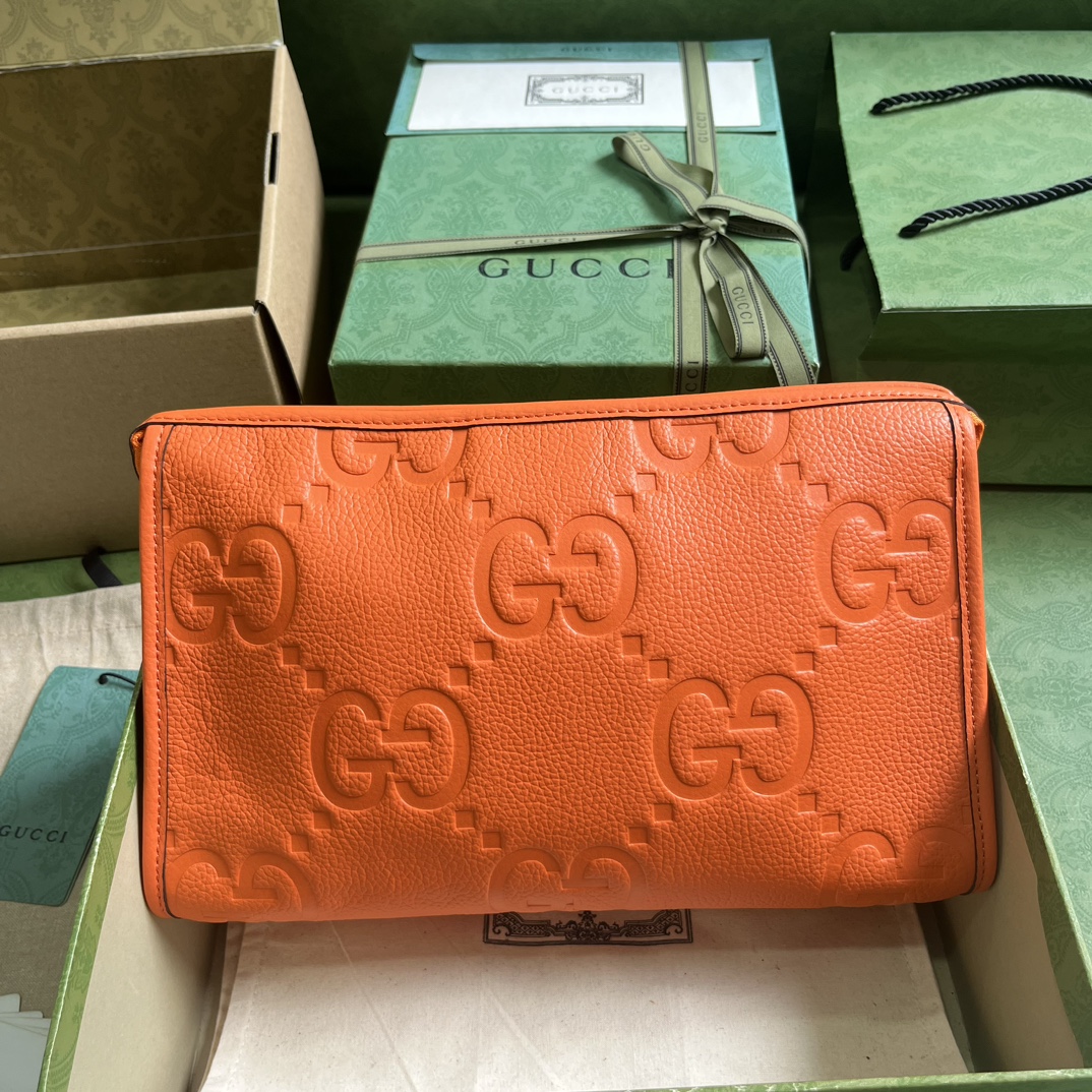 Bagsaaa Gvc*1 Jumbo GG Pouch Orange Leather - 28.5x18x9cn