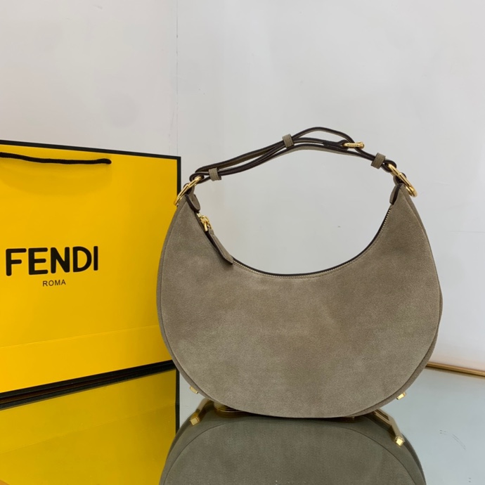 Bagsaaa F**di Medium Graphy In Suede Brown - 10×29×24.5cm