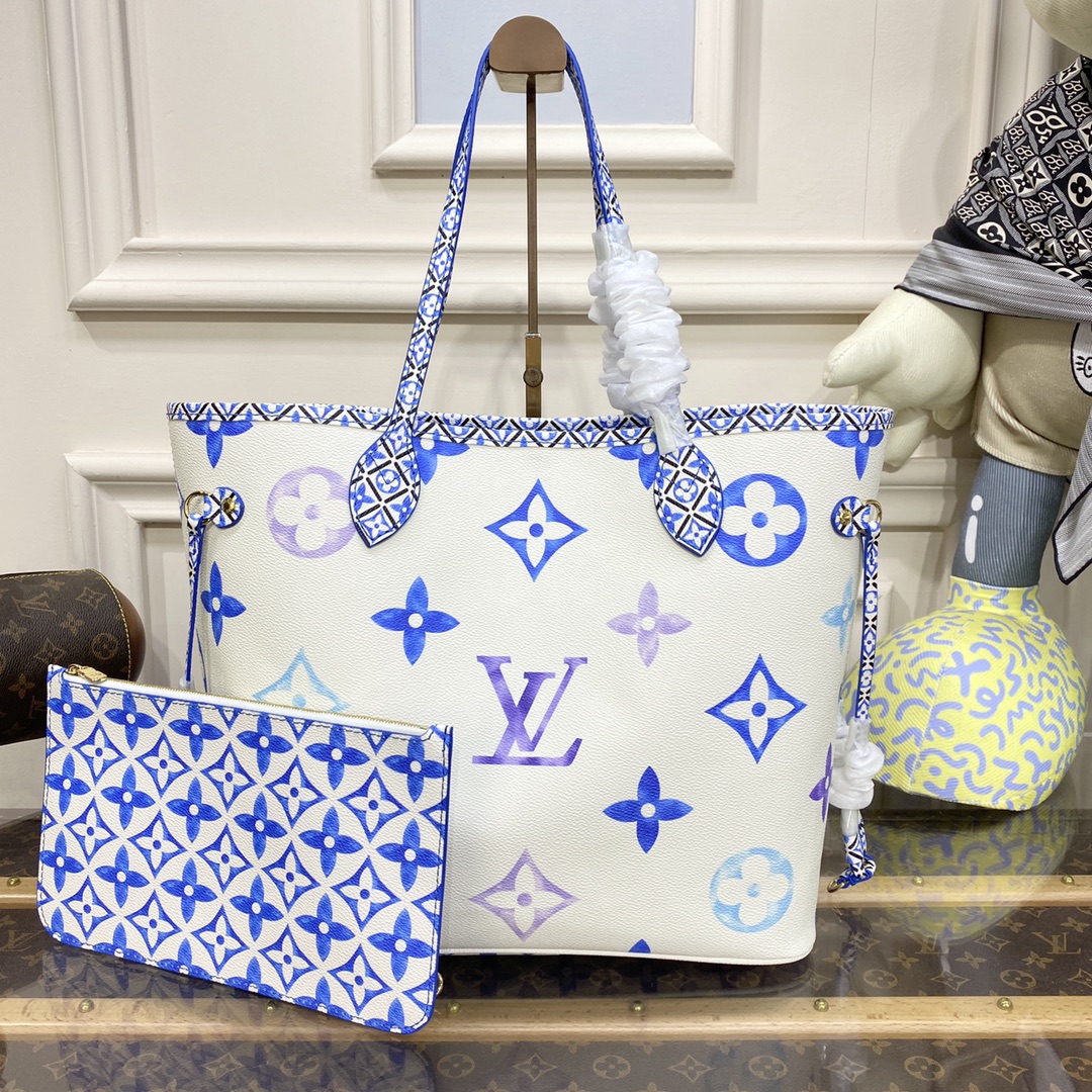 Bagsaaa L0vis Vvtt0n By The Pool Neverfull MM Blue - 31*28*14cm