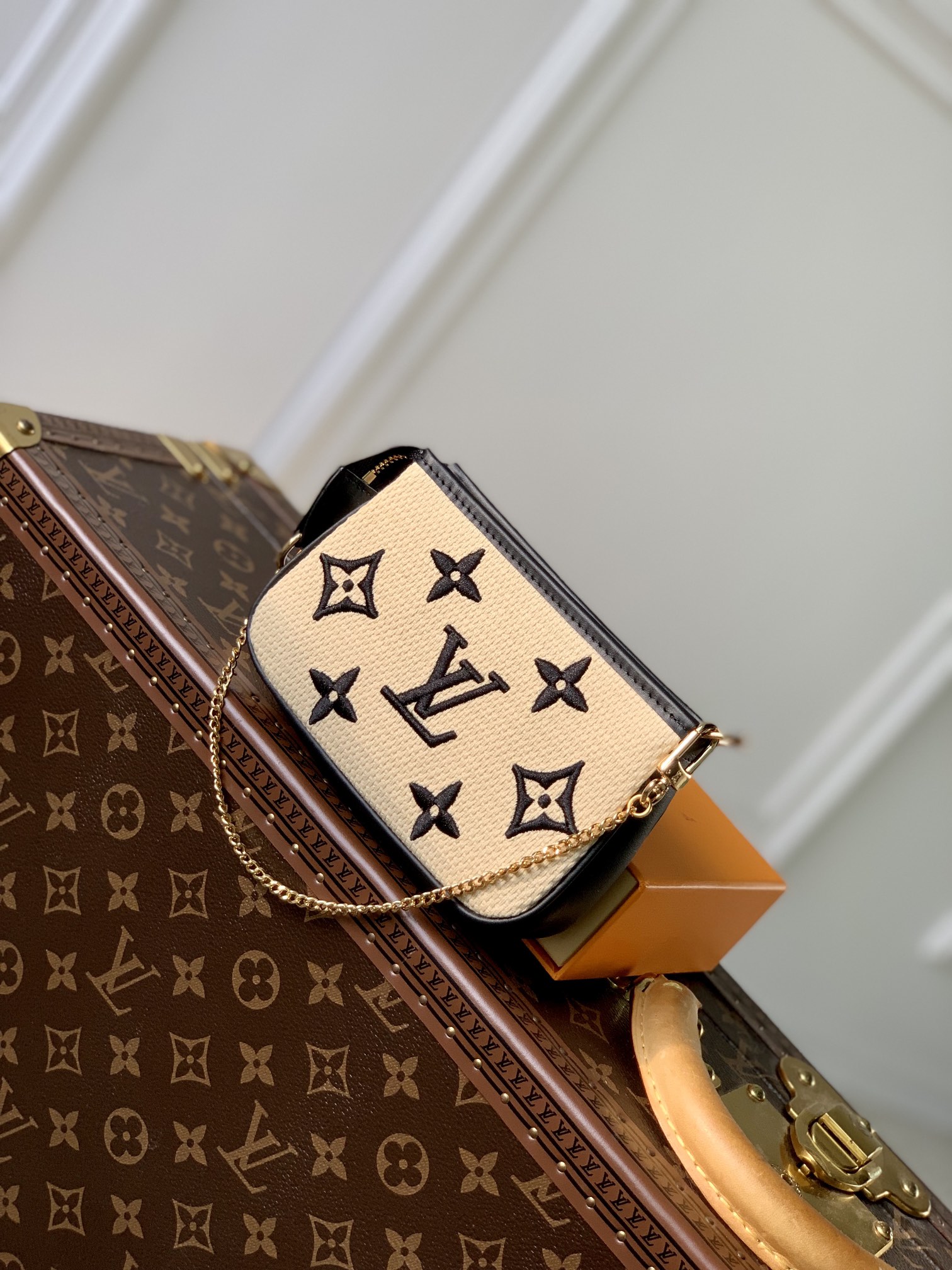 Bagsaaa L0vis Vvtt0n By The Pool Mini Pochette Accessoires Black Cotton 15.5 x 10.5 x 4 cm