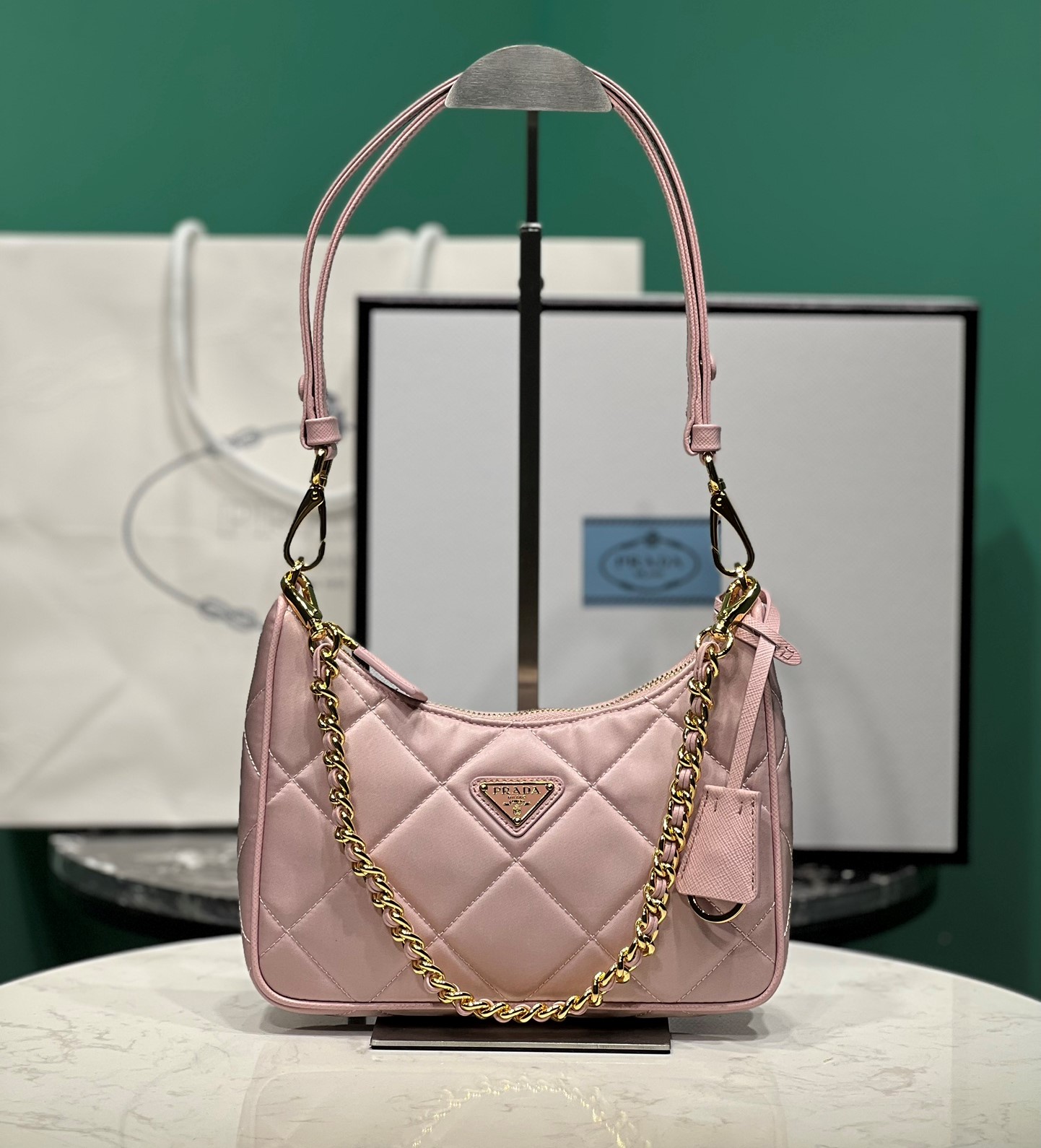 Bagsaaa Pra*a Re-Nylon mini-bag Light Pink - 22x18x6cm