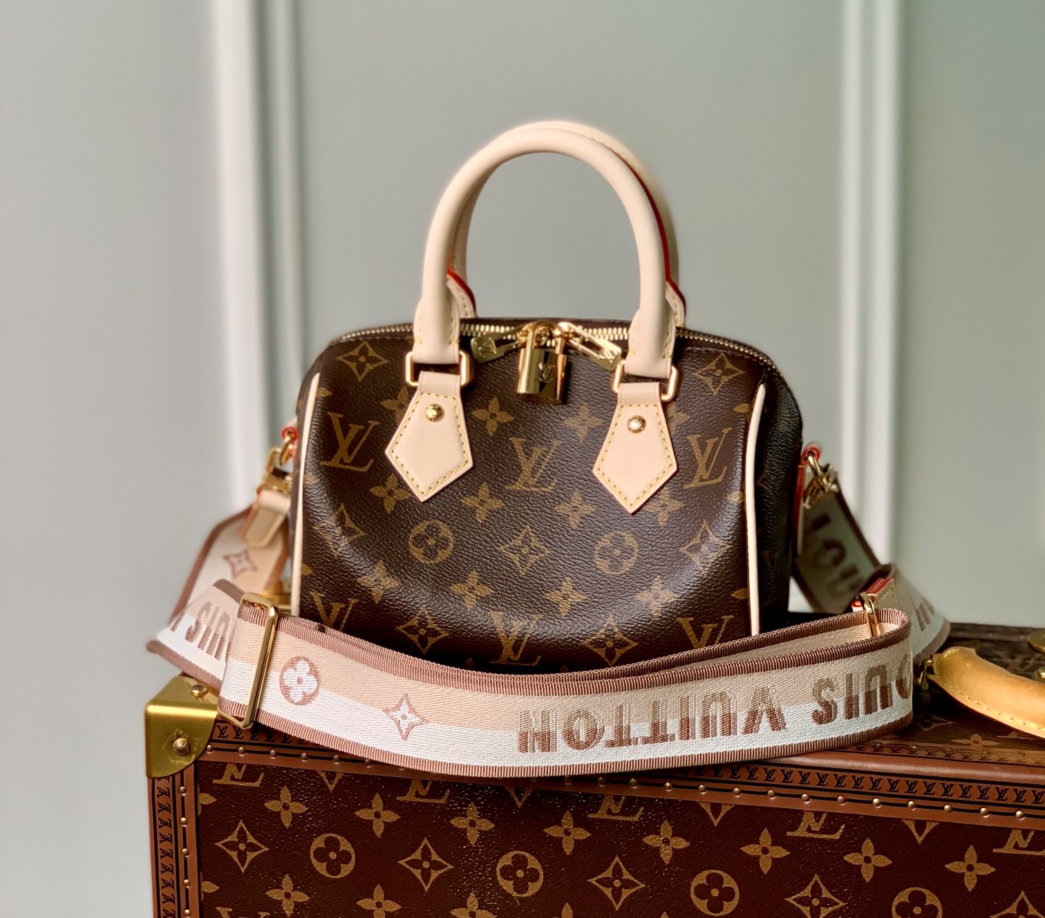 Bagsaaa L0vis Vvtt0n Speedy Bandoulière 20 Monogram M46222 Beige Strap - 20.5 x 13.5 x 12.0 cm