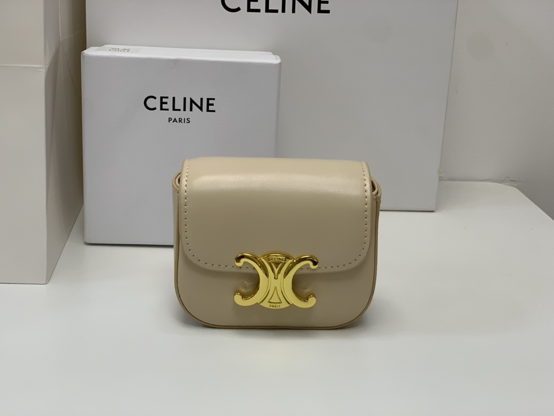 Bagsaaa Ce1i*e Mini Triomphe Beige Bag - 11x8x4cm