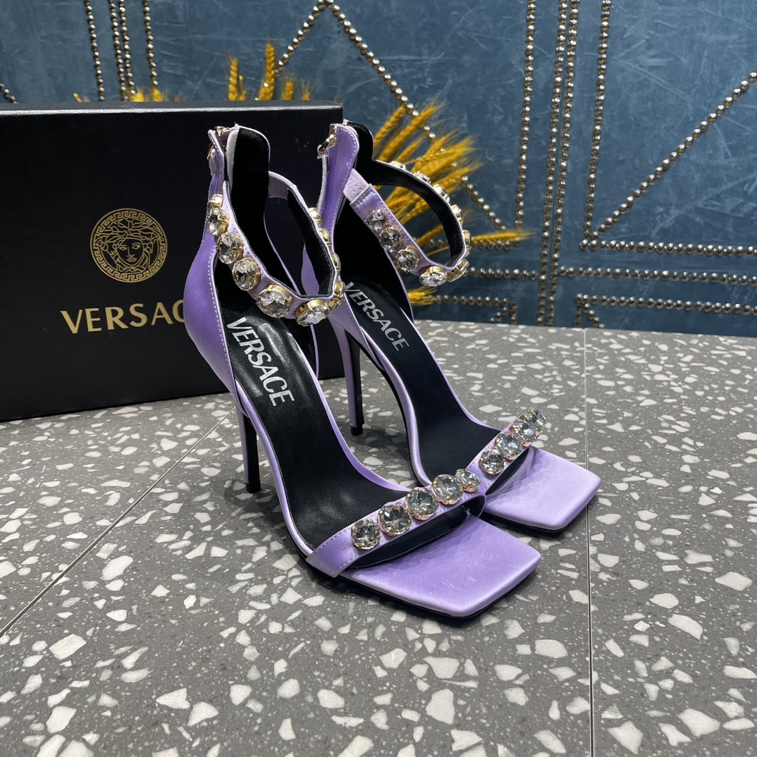 Bagsaaa Versace Crystal High Heel Sandals In Light Pink