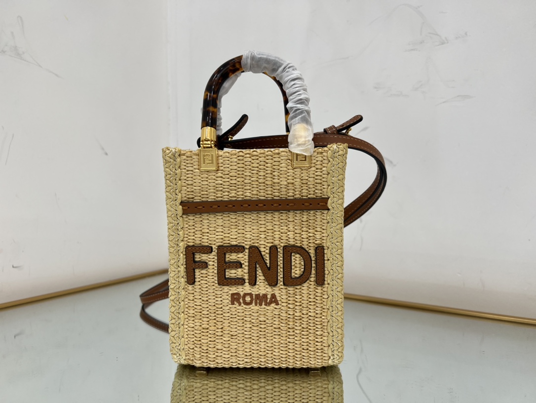 Bagsaaa F**di Sunshine Small Tote Raffia - 18*6.5*13cm