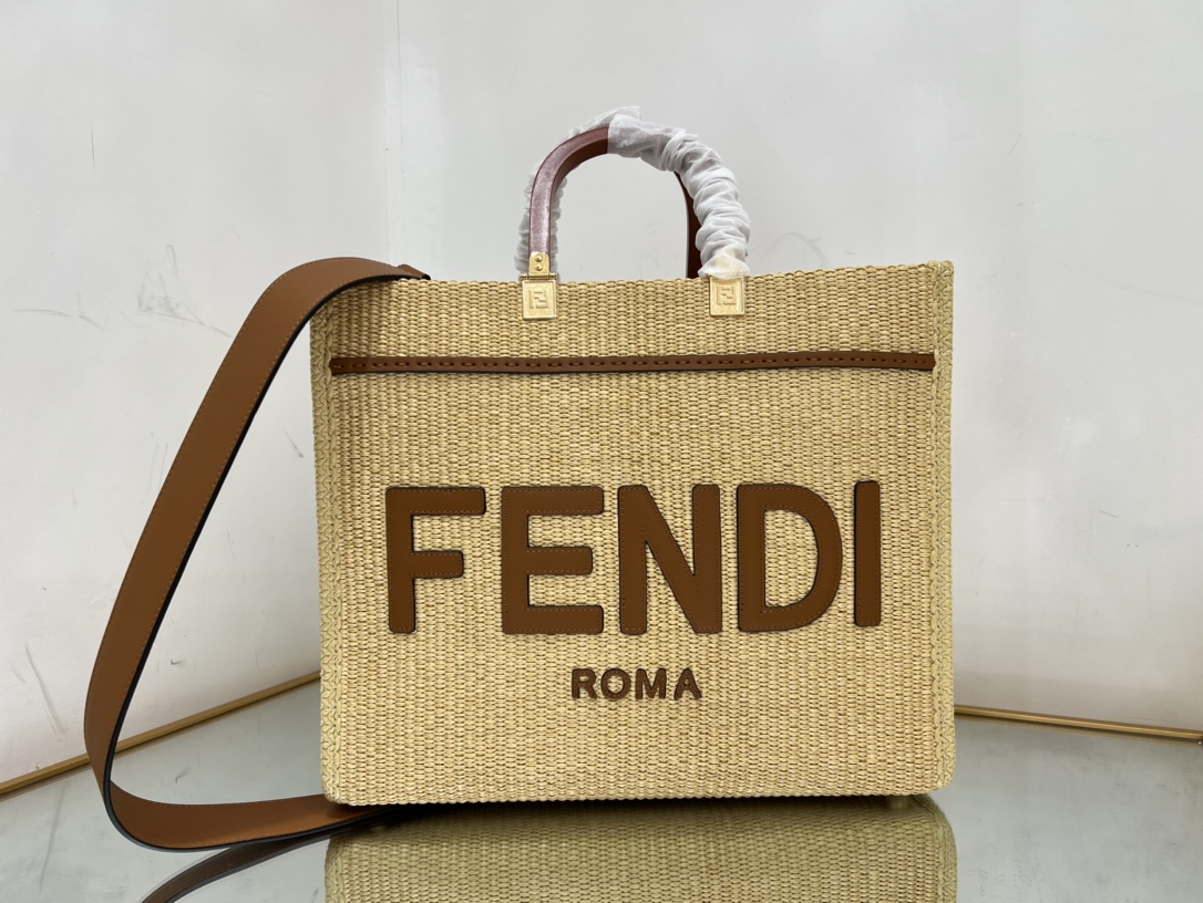 Bagsaaa F**di Sunshine Medium Tote Raffia - 35*17*31cm