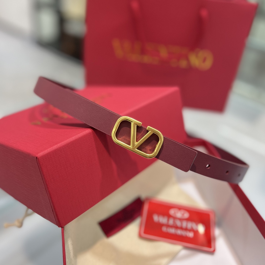 Bagsaaa Va1e*ntin0 VLogo Signature reversible belt burgundy 2cm