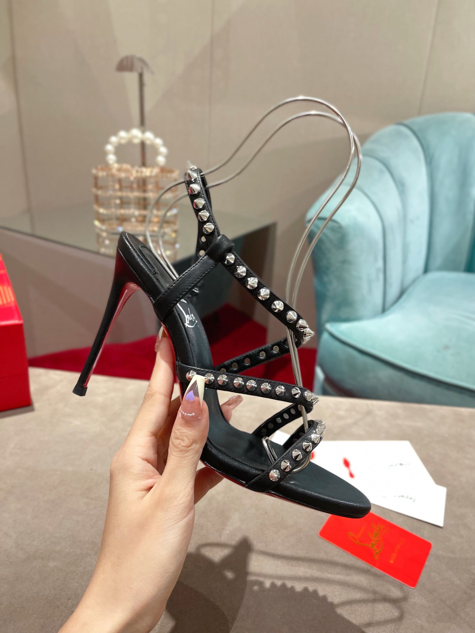 Bagsaaa Chr1st1an Louboutin Spikita Strap 100 Black Spike Heels