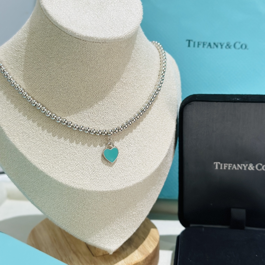Bagsaaa T*f*ny&Co Blue Heart Necklace