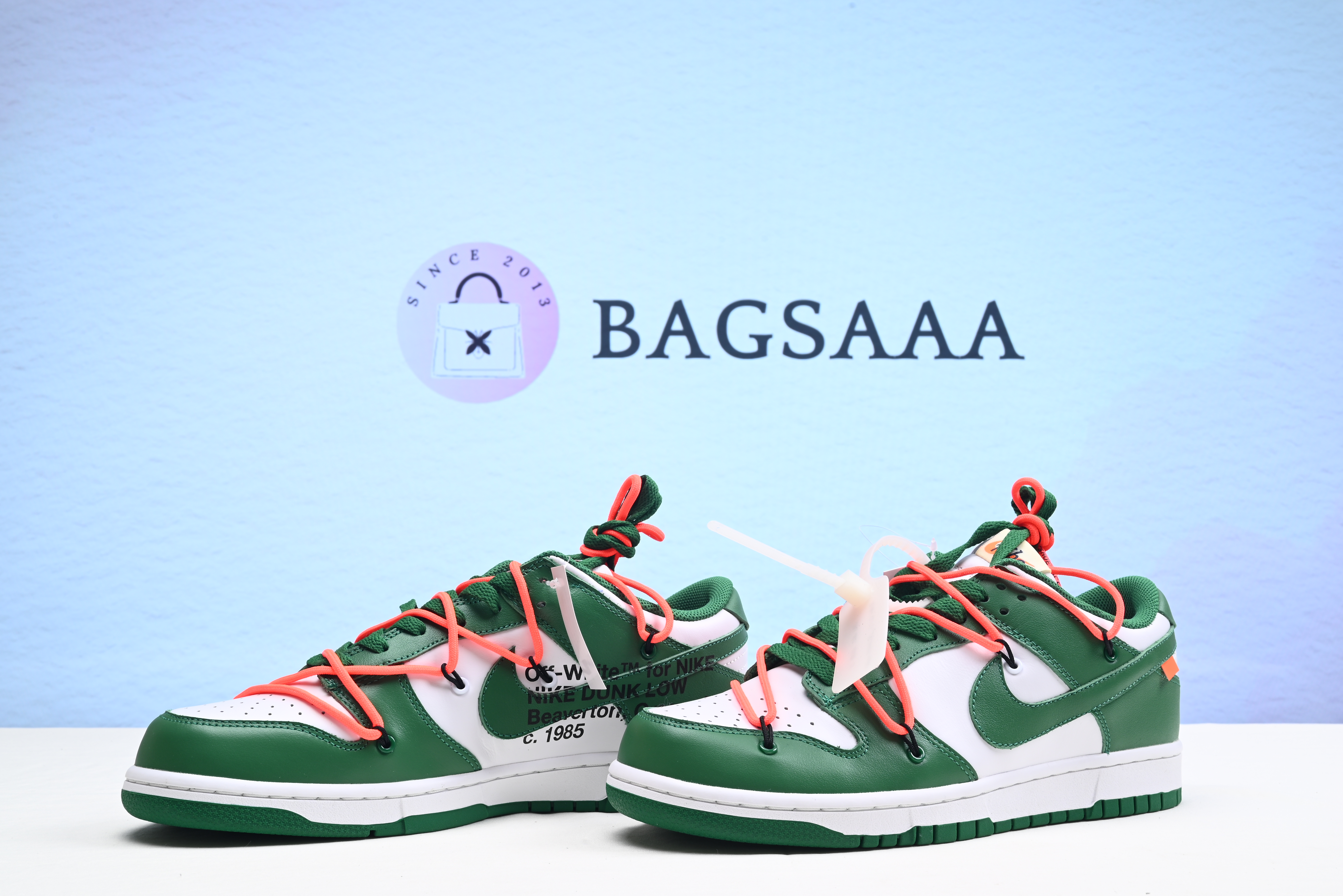 OFF-White x Nike Dunk LowWhite/ Pine Green-Pine Green