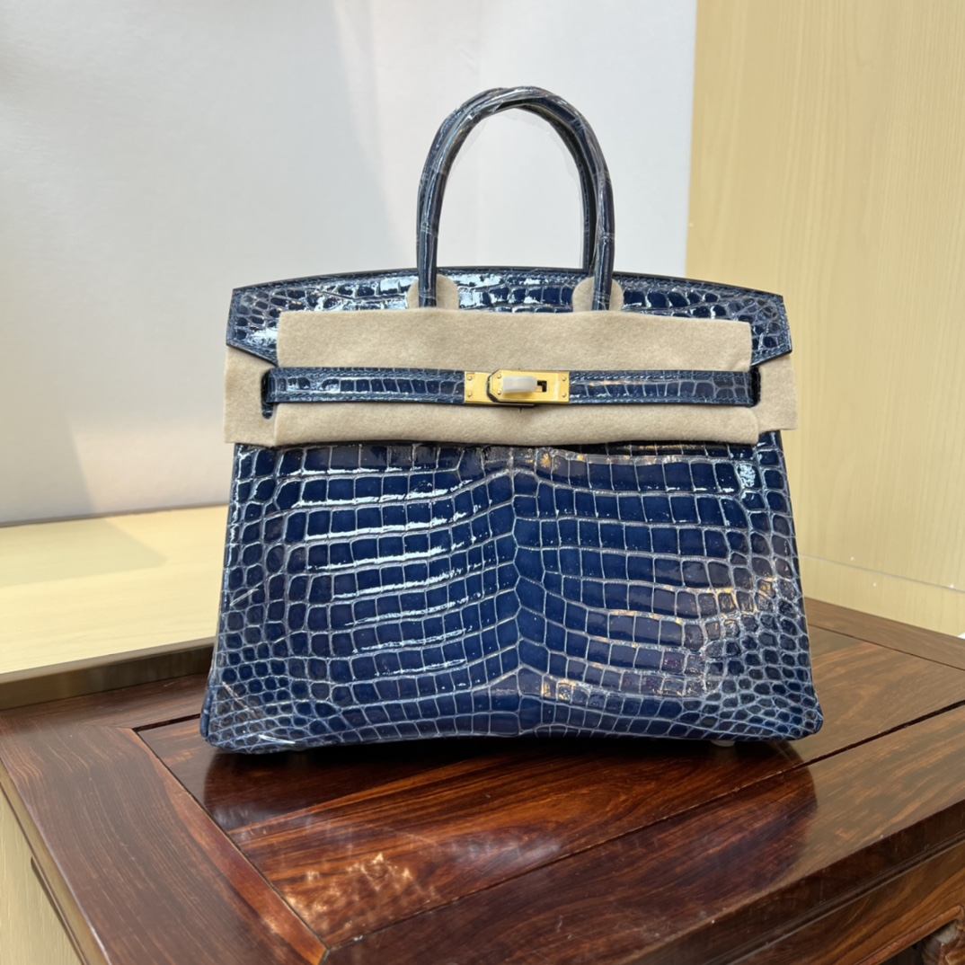 Bagsaaa H**me5 Birkin 30 Blue Birkin Crocodile