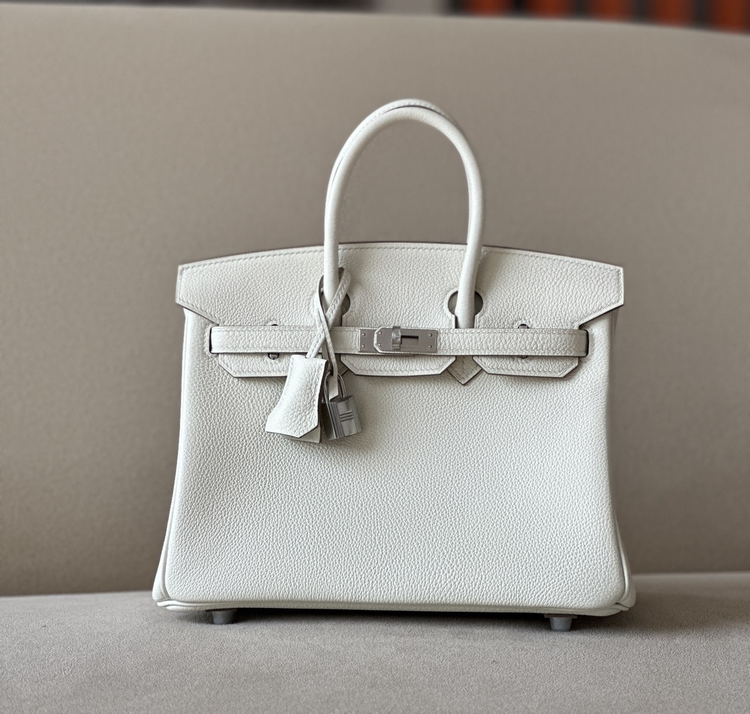 Bagsaaa H**me5 Birkin 25 in Togo White Leather with 