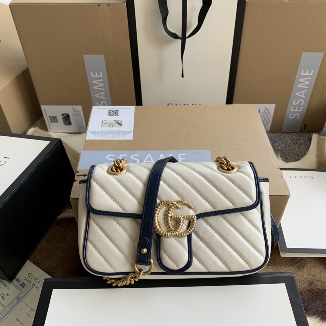 Bagsaaa Gvc*1 Mamront GG White Shoulder Bag - 22/13/6cm