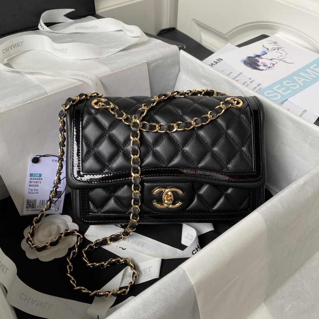 Bagsaaa Ch**el Mini Flap Bag AS4288 Black Size 13.5 × 20 × 6.5 cm