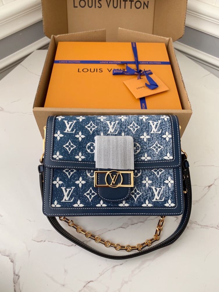 Bagsaaa L0vis Vvtt0n Dauphine MM Blue Denim