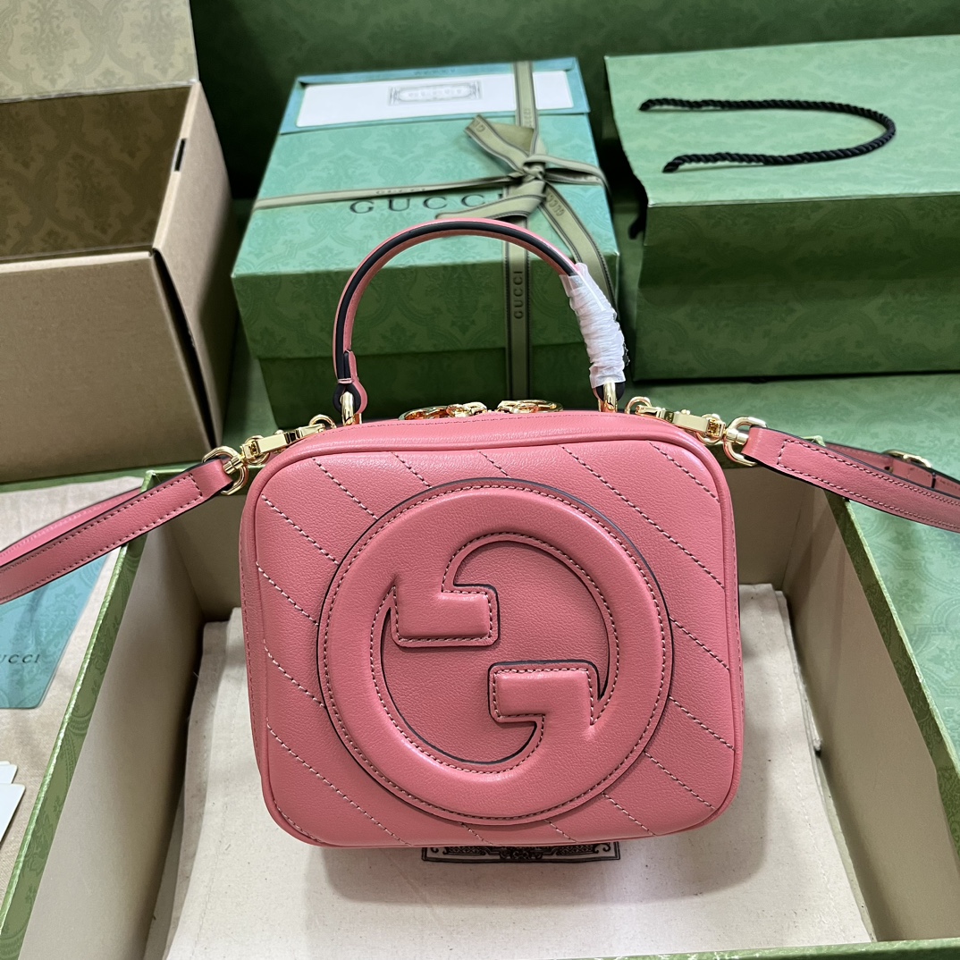 Bagsaaa Gvc*1 Blondie Top Handle Pink Leather Bag - 17x15x9cm
