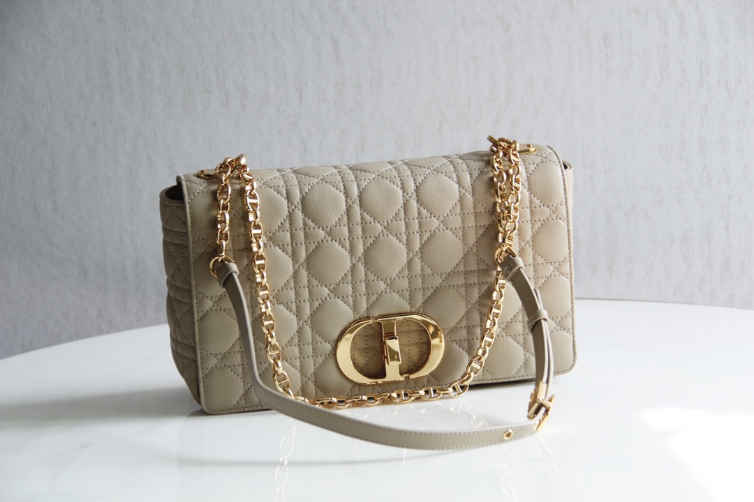 Bagsaaa D10r Meidum Caro Beige S*pple Cannage Calfskin - 28x17x9cm