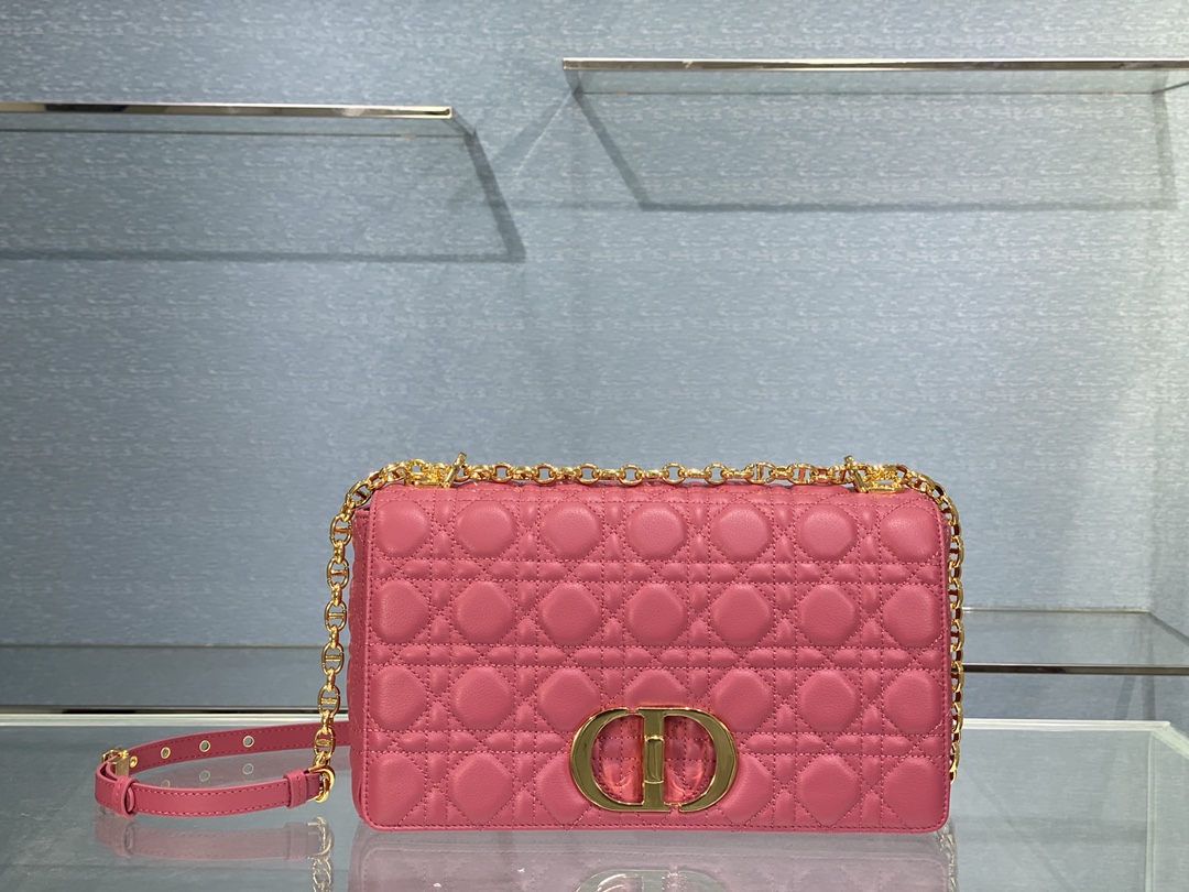 Bagsaaa D10r Meidum Caro Pink S*pple Cannage Calfskin - 28x17x9cm