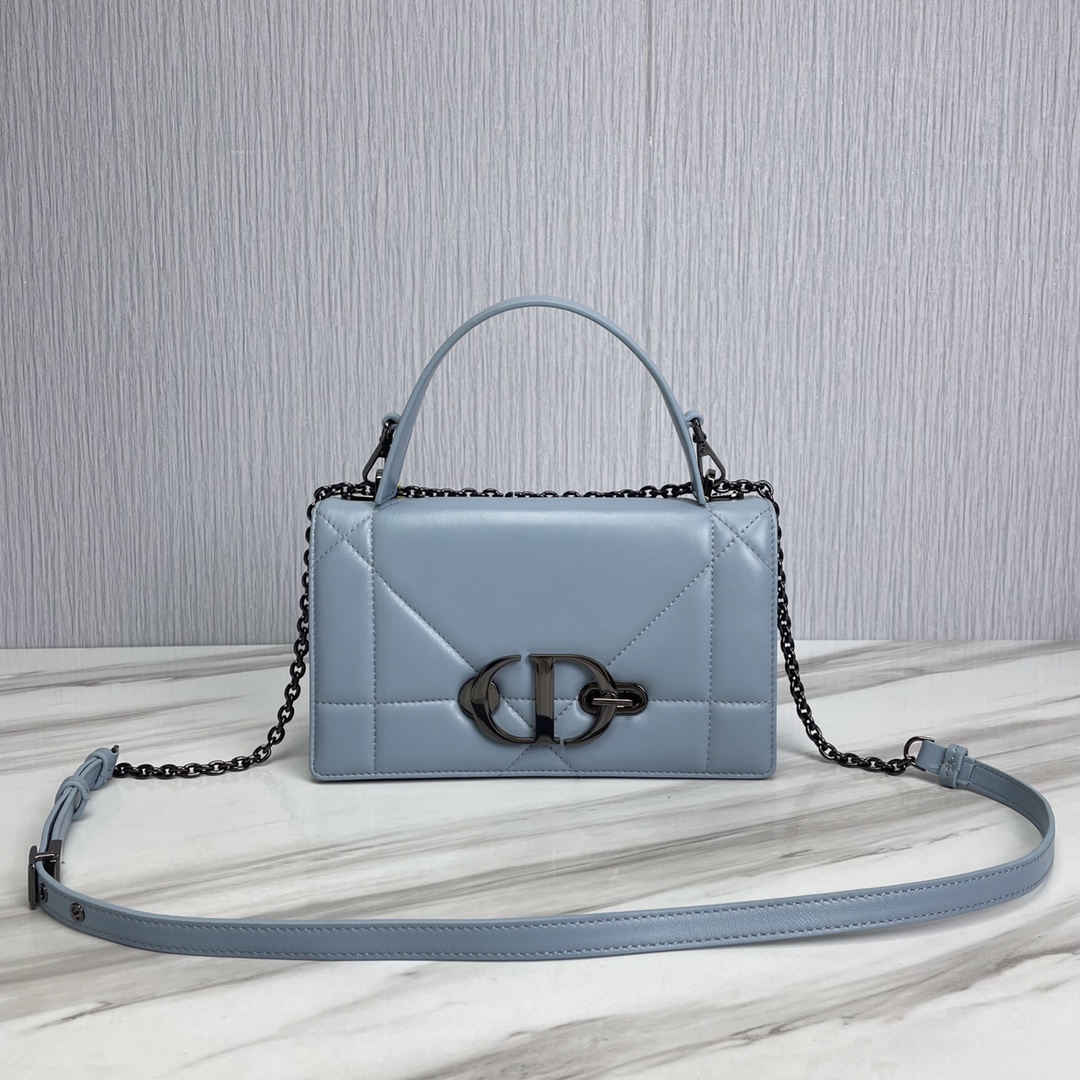 Bagsaaa D10r 30 Montaigne Chain Bag with Handle Maxicannage Blue Lambskin - 25x15x8cm