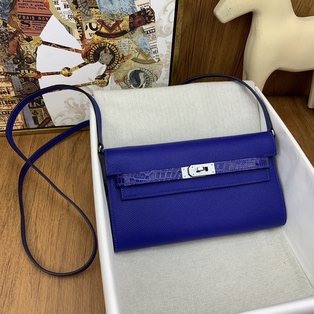 Bagsaaa H**me5 Kelly Epsom Leather Blue