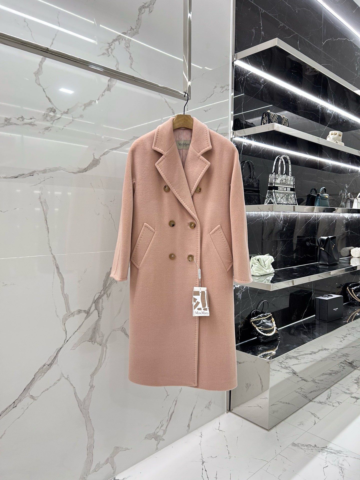 Bagsaaa Max Mara Pink Wool Long Coat
