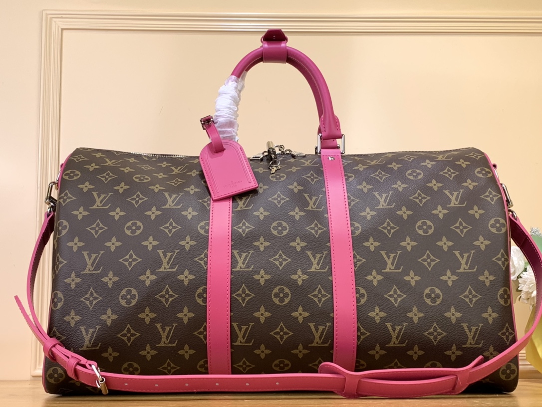 Bagsaaa L0vis Vvtt0n Keepall Bandoulière 50 Monogram Macassar Pink - 50x29x23cm
