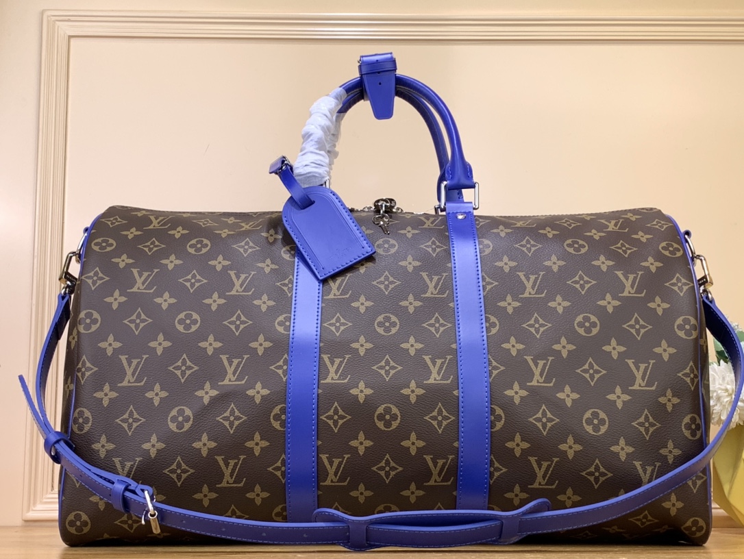 Bagsaaa L0vis Vvtt0n Keepall Bandoulière 50 Monogram Macassar Blue - 50x29x23cm