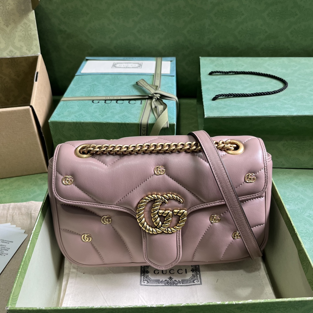 Bagsaaa Gvc*1 Mini Marmont Pink Leather - 22*13*6cm