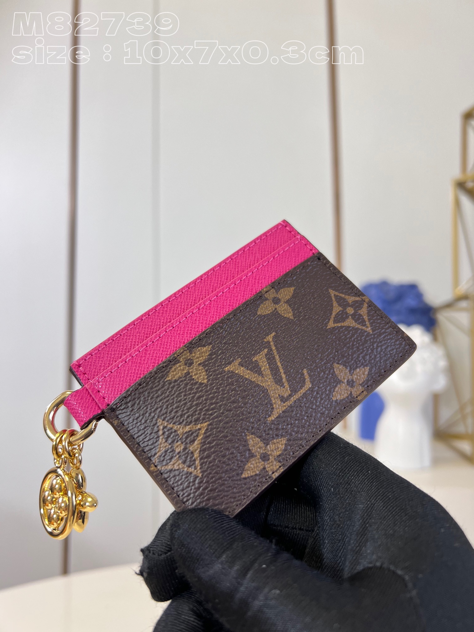 Bagsaaa L0vis Vvtt0n Charms Monogram Canvas Pink Card Holder