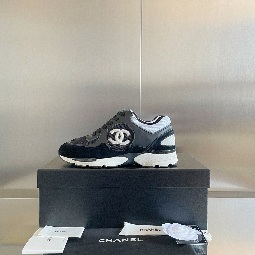 Bagsaa Ch**el BlackMesh Suede Grained Calfskin CC Sneaker