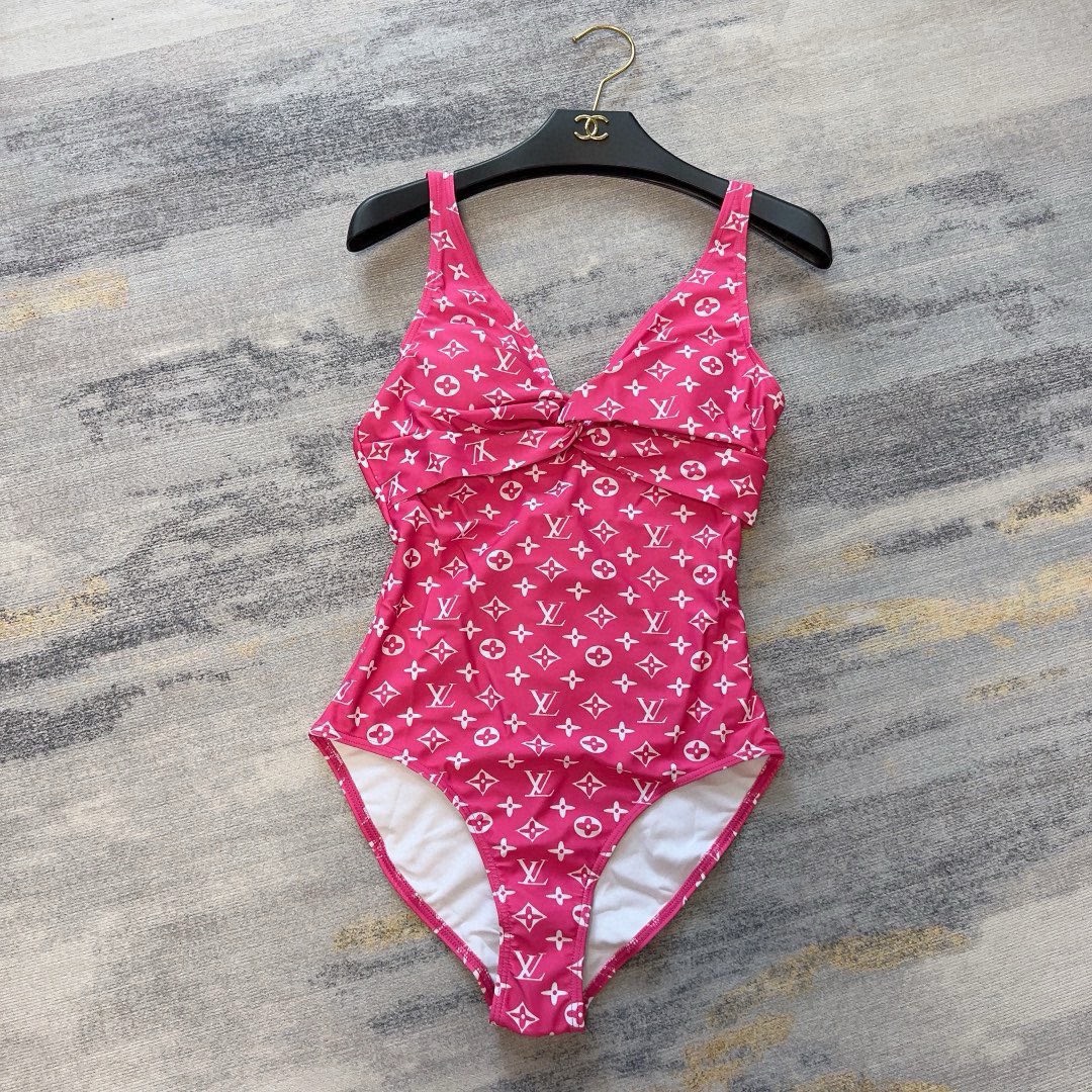 Bagsaaa L0vis Vvtt0n Swimsuit One Piece Monogram (pink & Brown)
