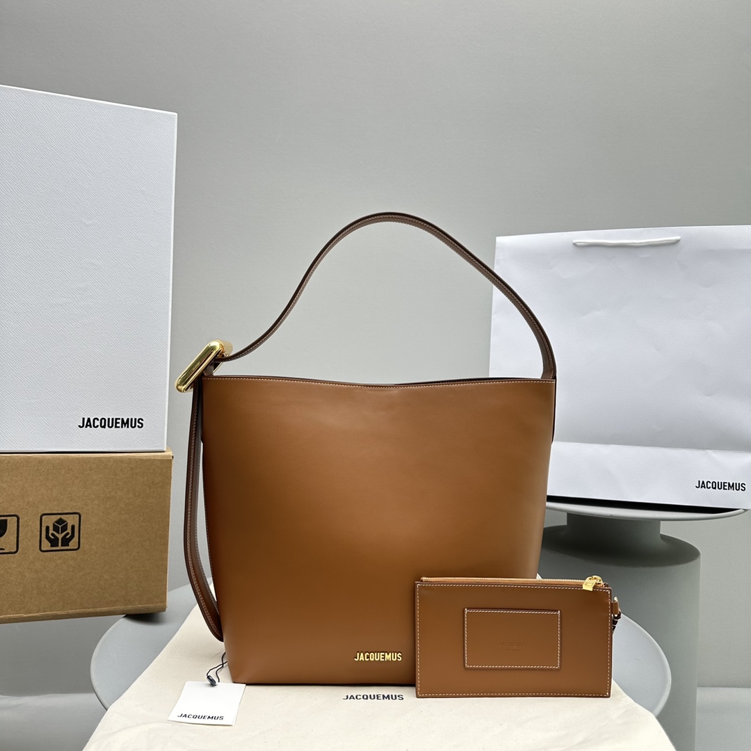 Bagsaaa Jacquemus Le Regalo Buckled Bucket Bag In Brown - 30*33*14CM
