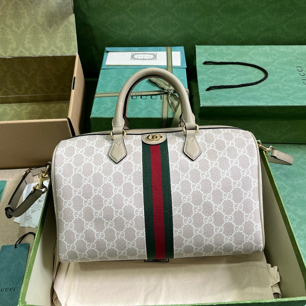 Bagsaaa Gvc*1 Ophidia GG Ebony Top Handle Bag White - 20x31x16.5cm