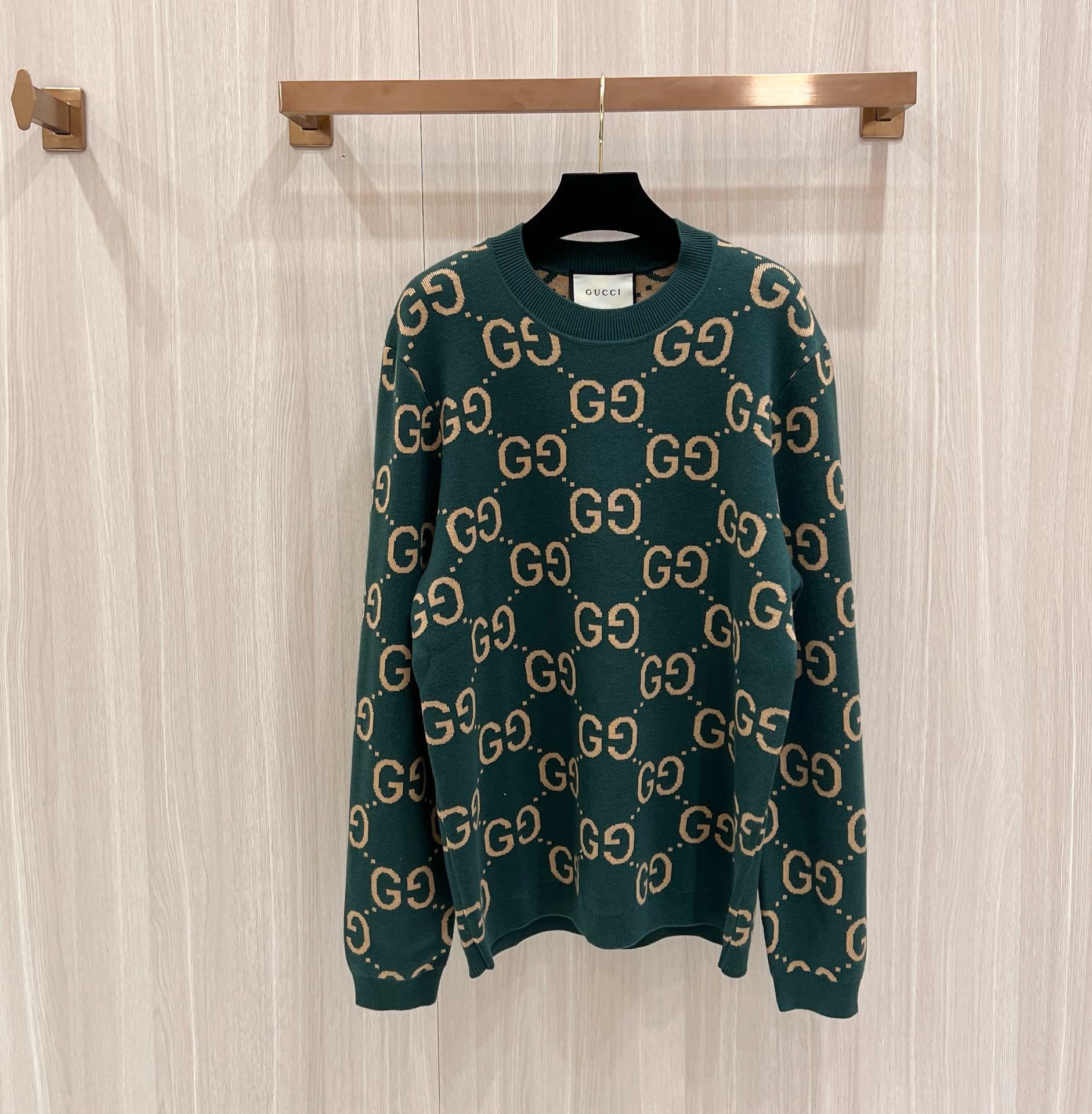 Bagsaa Gvc*1 GG wool jacquard sweater in green