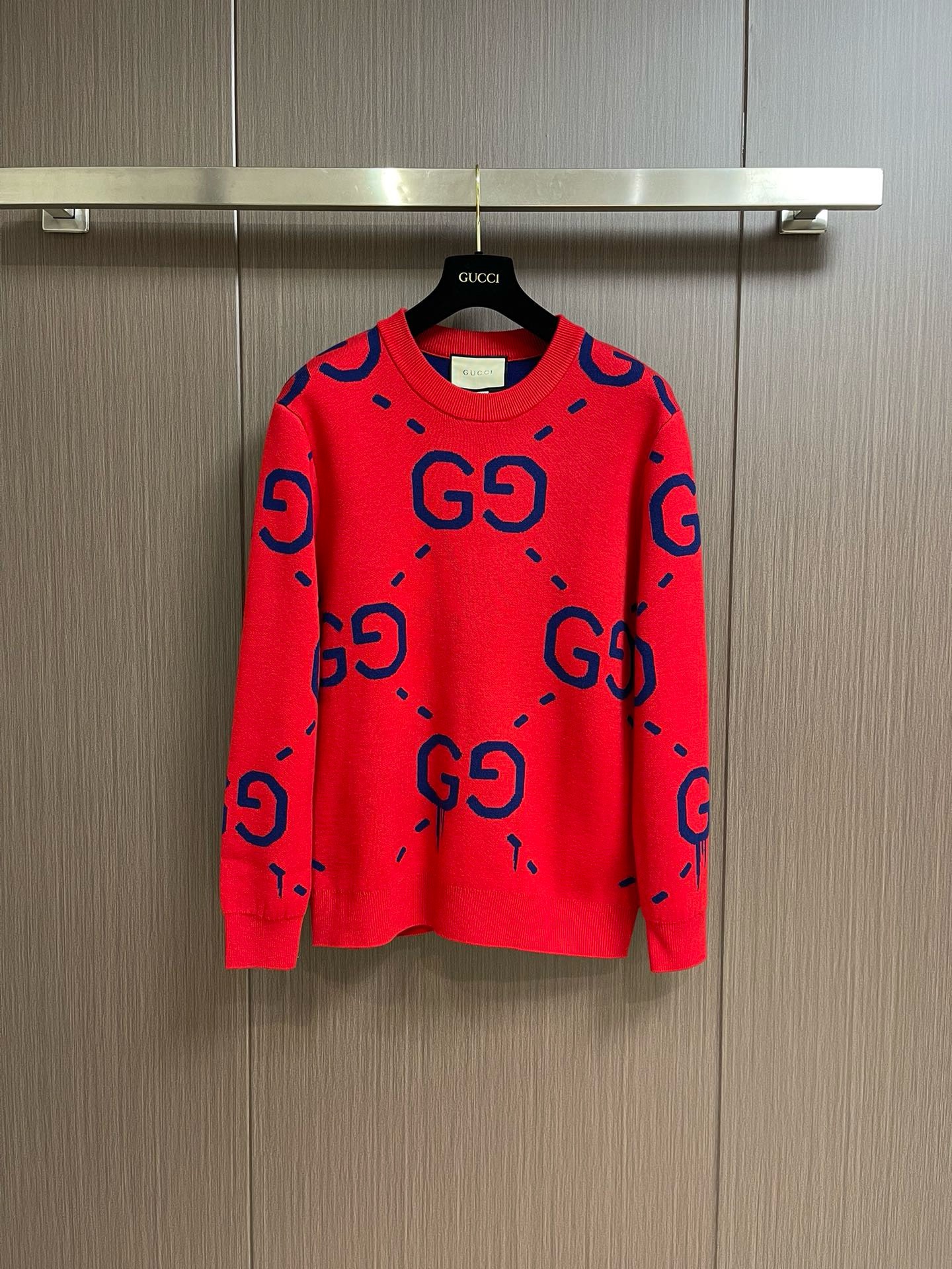 Bagsaaa Gvc*1 Red & Blue Monogram Wool Knit Sweater Medium